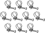 uxcell 10Pcs Double Wire Hose Clamp, 15-18mm Adjustable Stainless Steel Wire Hose Clips with M6 Bolt for Dust Collection Hose, Pump Hose Pipe