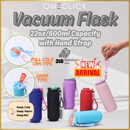 17oz/500ml Vacuum Flask Insulated Bottle Thermos Bottle Hand Strap botol air tahan sejuk tumbler pan