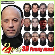 2Pcs Funny Elastic Mesh Full Face Mask Balaclava 3D Printed Celebrity UV Protection Sunscreen Ronald