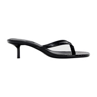 ZARAˉ 2024 New Black All-match Leather Low Heel Flip-flop Simple Thin Heel Sandals Summer Womens Sho