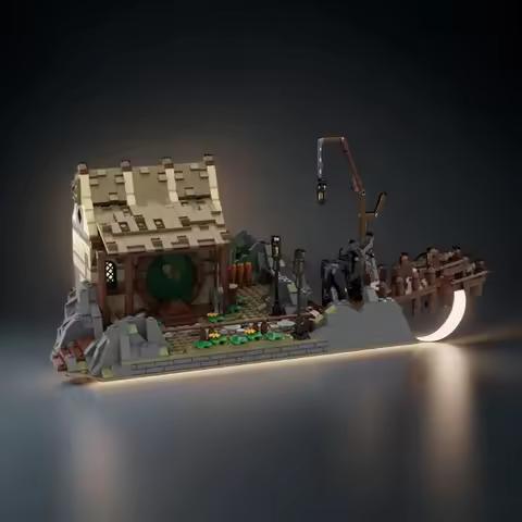 1033PCS MOC Fantasy Movie Bucklebury Ferry Model Collectible Display DIY Creative Building Blocks Ho