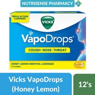 Vicks Vapo Drops Honey Lemon Menthol Lozenges 12's [Cough/Nose/Throat]