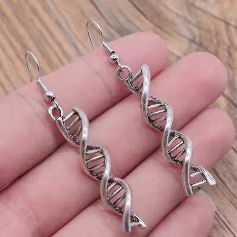Creative Sliver Color Stainless Steel Biochemical Gene Molecule Double Helix DNA Gene Model Dangle E