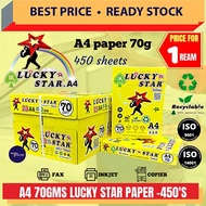 A4 70GMS LUCKY STAR PHOTOSTAT PAPER -450'S / Kertas A4 / Printing Paper / Kertas A4 Putih / 70g Whit