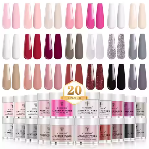 Acrylic Powder Set, 20 Colors Acrylic Nail Powder Set, Spring and Summer Colored Acrylic Powder for 