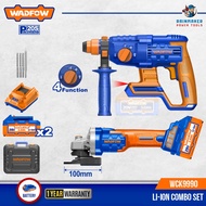 Wadfow Combo Set ( Rotary Hammer (2.0J)+ Impact Wrench (300nm) + Cordless Drill + Angle Grinder (M10