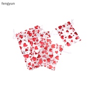 FY  10pcs Red Love Heart Organza Bags Wedding Party Gift Candy Drawstring Bag Christmas Valenes Day Jewellery Display Pouches n