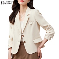 ZANZEA Women Korean Decorative Pocket Flap Long Sleeve Lapel Blazer