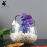 [Serenable] Slant Cut Bowl Glass Vase Candy Dish Fruit Jar Glass Terrarium Bowl for Tabletop