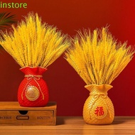 INSTORE Blessed Bag Flowerpot Vase, Plastic Chinese Style Fortune Making Flower Vase, Elegant Red/Gold Money Bag Shape Flower Arrangement Vase Living Room