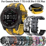 26mm Smart Watch Strap For Garmin Fenix 7 7X 6X 6 Pro 5 5X Plus 3 3HR 945 Epix Silicone Band Quick R