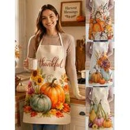 1pc Thanksgiving Pumpkin & Maple Leaf Pattern Apron, Suitable For Cooking, Baking And Gardening, Kit