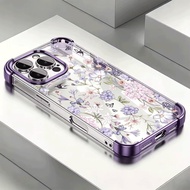 Case For Googel PIXEL 10 9 8 Pro 9A 8A 7A PIXEL10 PIXEL9 PIXEL8 5G  Purple Flowers Clear Electroplat
