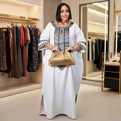 African Dress For Women Abaya Embroidery Plus Size Elegant Party Church Dress