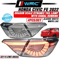 Honda Civic FE 2022 Dragon Scale Dynamic Tail Lamp With Signal Running ( Albino White )