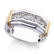 แหวนทองคำขาวชุบสองโทนสำหรับผู้ชายที่ขายดีที่สุดพร้อมแหวนเพทาย
