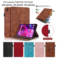 Fashion 3D Tree Style PU Leather Case For Lenovo Tab K10 10.3-inch TB-X6C6L TB-X6C6F TB-X6C6X High Quality Wallet Stand Flip Cover With Card Slots Pen Buckle