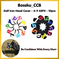 [Bossku] Golf Iron Head Cover Iron Graphite Head Cover Golf Club 4-9 ASPX 10pcs/Set 4 color