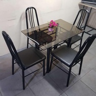 DINING SET GLASS TABLE 4 SEATER