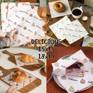 Wax Paper Patterned Laminated Baking Paper Size 15x15 and 18x18 cm ~ 50 PCS