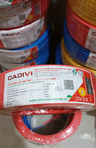 (Bán lẻ 5 mét) Dây điện đơn Cadivi dây cáp điện đơn Cadivi  CV 1.5 CV 2.0 CV 2.5 CV 3.5 CV 4.0 lõi đ