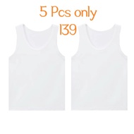 5 Pcs 139 Only Plain White Cotton Sando for Boy 0-14 Years Old