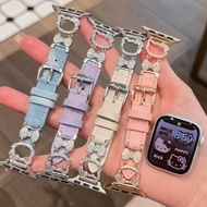 Cute Bling Kitty Strap Case Compatible for i Watch Strap Series10 9 8 7654321 se, ultra 2,Bling Diam