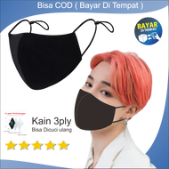 Masker Kain Pria Keren Distro 3 Lapis Bisa Dicucu Ulang Masker Hitam Pria Dewasa Model Duckbill Black Mask