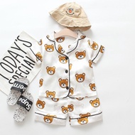 Kids Clothes Baby Pajama Sets for Boys Girls Cartoon Bear Print Outfits Set Short Sleeve Blouse Tops+Shorts Sleepwear Pajamas