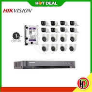 Pakej CCTV Hikvision 16 Channel 8MP Analog IR Camera - 8 Dome 8 Bullet Security Camera CCTV