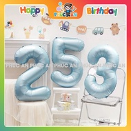 Blue number balloon 75-85cm for HPBD birthday party decoration, Phuc An birthday accessory party dec