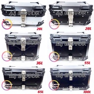 [ X LOGO ALUMINIUM TOP BOX WITH BASE MOTORCYCLE ] 28L 36L 45L 55L 65L 80L 100L BLACK SILVER ALLOY CASE MOTO MOTOR TAPAK