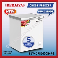 (130 LITRE) Berjaya Premium Dual Chest Chiller &amp; Freezer BJY-CFSD100B-R6 (White) 5 YEARS Compressor warranty