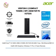 Acer Desktop PC VERITON X2722G Small Form Factor (9L) (i5-14400, 8GB D5, 512GB SSD, W11PRO) DT.R7ESM