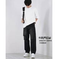 NAMEW Wide Fit Jeans กางเกงยีนส์ทรงกระบอกขากว้างแต่งขาด