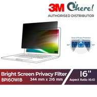 3M Bright Screen Privacy Filter for 16in Laptop, 344 mm x 216 mm, 16:10, BP160W1B