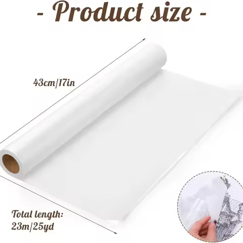Tracing Paper Roll 17in x 25yd, White Trace Paper Pattern Paper Translucent Tracing Paper for Sewing
