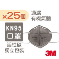 (25個原盒) 9541 KN95 耳掛式摺疊即棄活性碳防護口罩 成人 (9541)