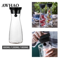 AWHAO Cold and Hot Water Carafe Jug with Stainless Steel Lid Large Capacity Cold Water Jug Glass Wat