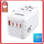 LENCENT 120W Universal Travel Adapter,GaN International Travel Plug Adaptor Charger 1 USB-A &amp; 3 USB-C PD Fast Charging