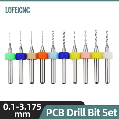 PCB Drill Bit 10pcs Tungsten Steel Micro Diameter Drill Bit Set 1/8 "Fixed Handle Mini Cnc Drill Bit