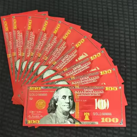 1~10pcs USA 100 Dollar Bills Red 100 Dollars Plastic Banknote Fake Dollars Currency Souvenir Gifts