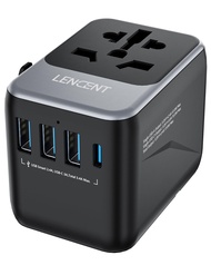 LENCENT Universal Travel Adapter, International Charger 3 USB Ports & Type-C Charging Adaptor for Ce
