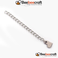 Beebeecraft 20Strand 304 Stainless Steel Chain Extender with Heart Chain Tab Stainless Steel Color 58x3mm