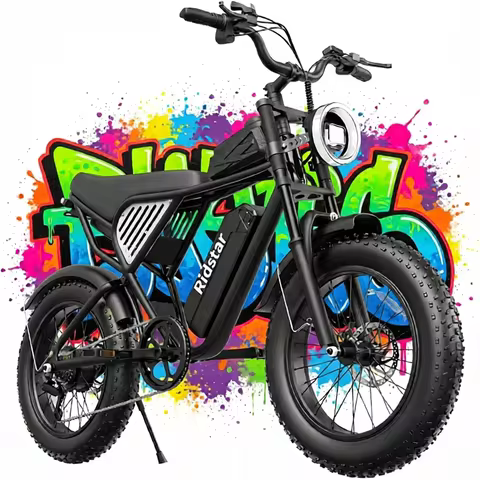 Ridstar Electric Bike for Adults Peak 1500W Q50LITE 48V 15.6AH Removable Battery 7 Speed Full Suspen