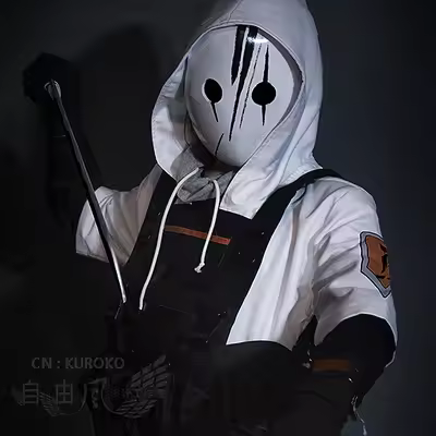 COSLEE [Customized] Game Arknights Reunion Movement Soldier Uniform Suit with mask Cosplay Costume H