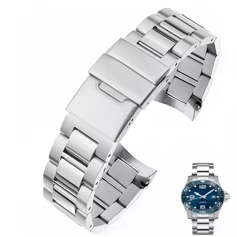 21mm Curved End Stainless steel Watch Strap for Longines master Conquest HydroConquest L3.642.4 L3.7