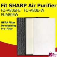 Replacement Sharp FUA80EW FZ-A80SFE Air Purifier HEPA & Deodorizing carbon Filter FU-A80E-W FUA80 FU