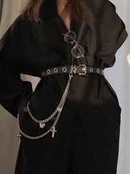 Punk Subculture Butterfly Waist Chain Accessory Y2K Y2K Metal Butterfly Belt High Street Leather Bel