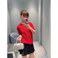 IMGU MIU 2026 Early Spring Elegant Simple Hollow Polo Collar Knit Top